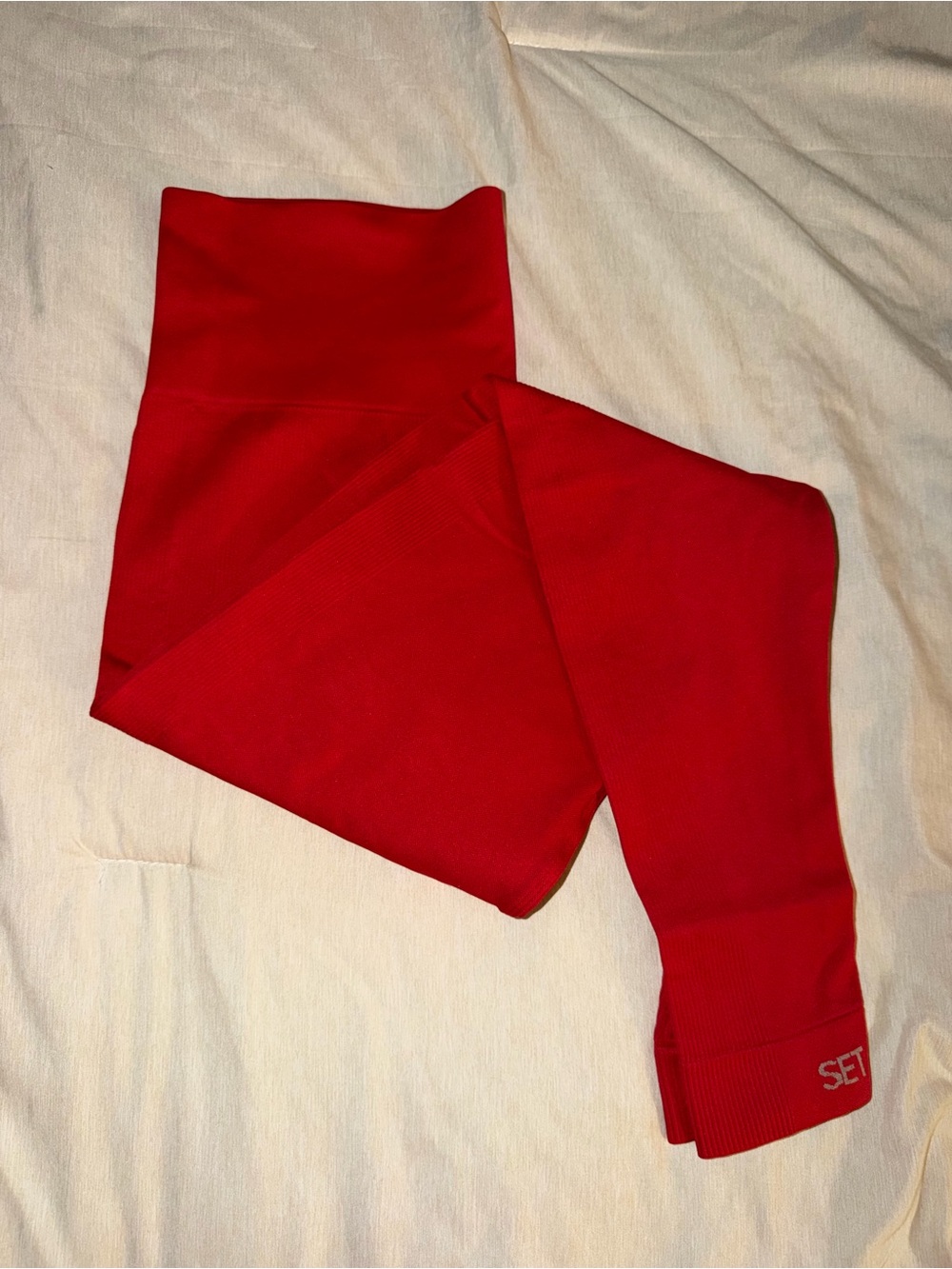 SET Active Red Ribbed Leggings